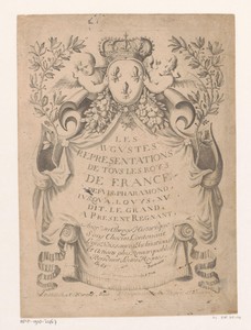 Titelprent met draperie en wapenschild