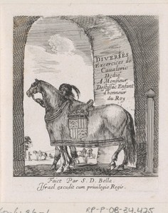 Titelprent met een stalknecht en paard in een doorgang