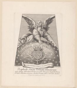 Titelprent met engel, wereldbol en wapenschild
