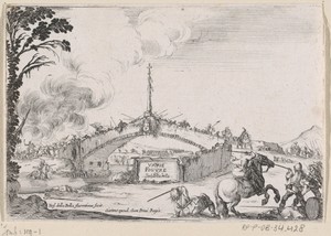 Titelprent met gevecht op een brug