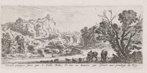 Titelprent met landschap met waterval