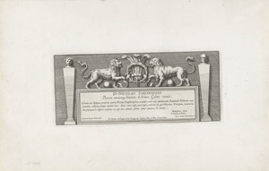 Titelprent met leeuwen en hermen