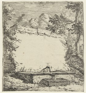 Titelprent met muur en fontein