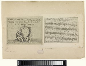 Titelprent met putti met het wapen van Annibale Carracci