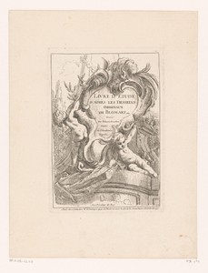 Titelprent met twee putti bij een cartouche