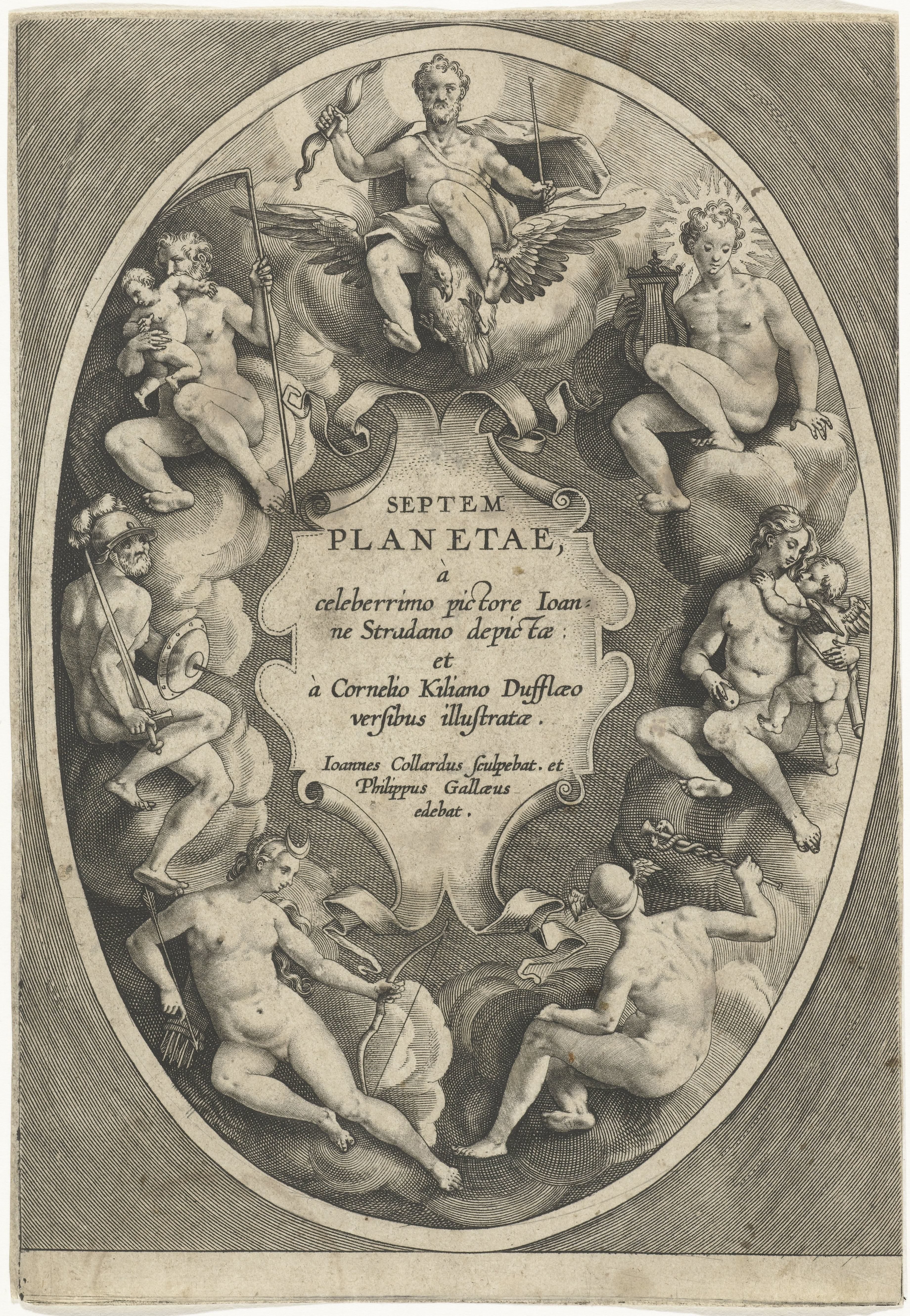 Titelprent van een serie over de zeven planeten by Jan Collaert (II)