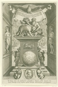 Titelprent van een serie over Romeinse keizers te paard