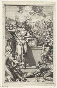 Titelprent van Henricus Vos, Alle de voornaamste historien des Ouden en Nieuwen Testaments. Verbeeld in uytsteekende konst-platen, 2 delen, Amsterdam, 1703.