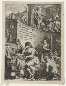 Titelprent van J. Zwelfer, Pharmacopoeia Augustana reformata, Dordrecht 1672.