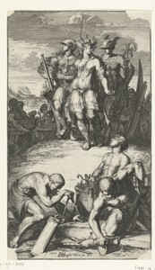 Titelprent voor 'Aeloude en hedendaegsche scheeps-bouw en bestier' van Nicolaes Witsen