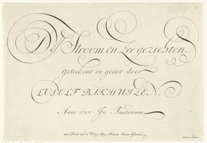 Titelprent voor een verzameling van rivier- en zeegezichten van Ludolf Bakhuysen