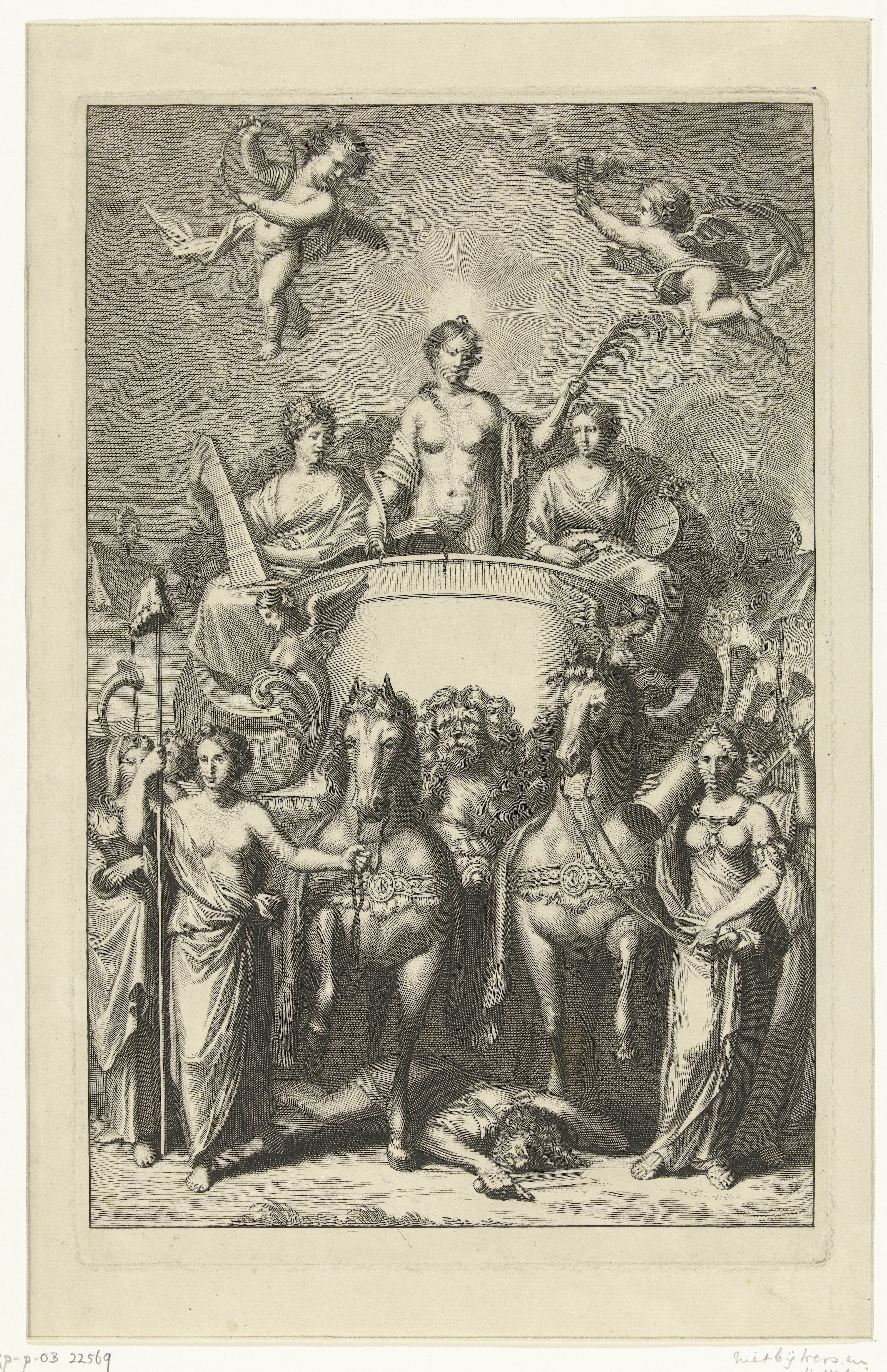 Titelprent voor Hugo de Groots Nederlandtsche Jaerboeken en Historien, 1681 by Abraham Bloteling
