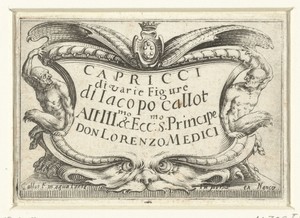 Titelprent voor prentserie 'Diverse figuren en voorstellingen' / 'Capricci di varie Figure di Jacopo Callot'