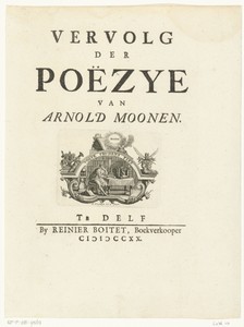 Titelvignet met geleerde schrijvend aan een tafel in studeervertrek