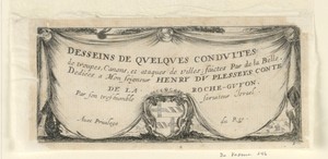 Title Page, from "Desseins de Queleques Conduites de Troupes, Canons, et Ataques de Villes"