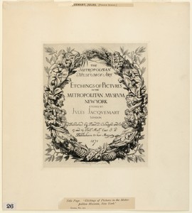 Title Page, from "Etchings of Pictures in the Metropolitan Museum, New York"