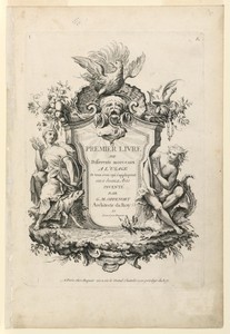 Title Page from "Premier Livre De Differents morceaux A l'Usage de tous ceux qui s'appliquent aux beuax Arts Inventé Par G.M. Oppenort Architecte du Roy Et Gravé par Huquier," Serie A (Moyen Oppenord)