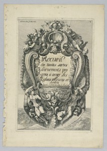 Title page, from "Recueil de Toutes Sortes d'Ornements Propres à Orner Les Eglises Maisons et Jardins"