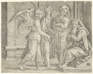 Tobias en de engel bij Tobit en Anna