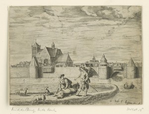 Tobias en de engel; op de achtergrond de Oude Kerk te Middelburg