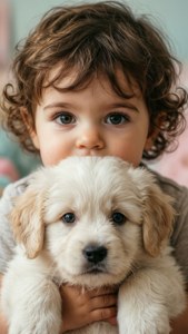 Toddler and Puppy