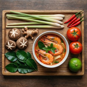 Tom Yum Ingredients Flatlay