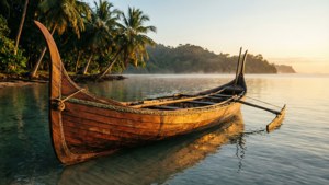 Tongan Canoe at Dawn