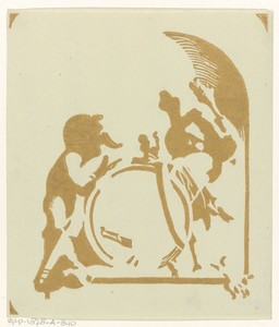 Toonblok van Allegorie met twee putti