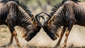 Topi Antelopes Fighting