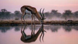 Topi at Dawn Waterhole