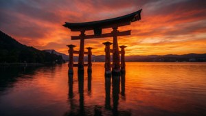 Torii Gate Sunset Reflection