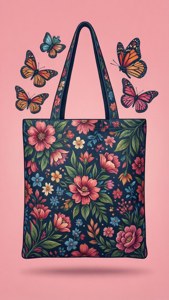 Tote Bag Flower Vector