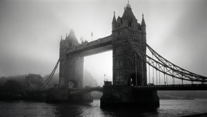 Tower Bridge Foggy B&W