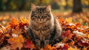 Toyger in Autumn Leaves