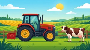 Tractor and Cow