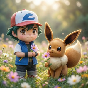 Trainer with Eevee Flowers