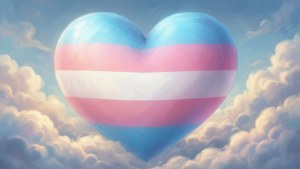 Trans Pride Heart in Clouds
