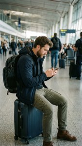 Traveler on Suitcase