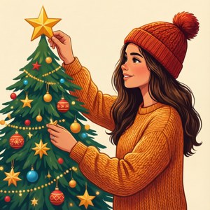 Tree Decorating Girl