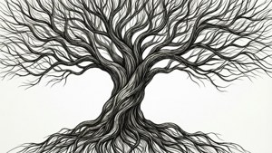 Tree Line Art Black