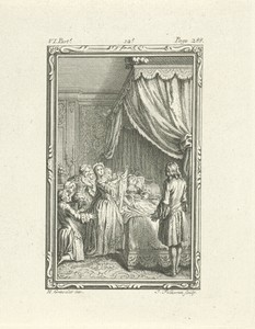 Treurende figuren aan een ziekbed