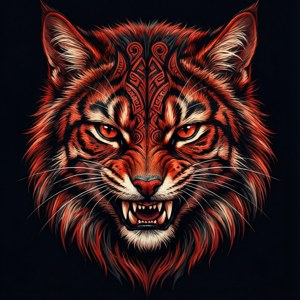 Tribal Wildcat Face