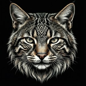 Tribal Wildcat Head