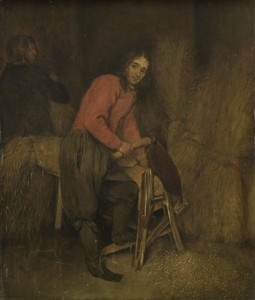 Trimming bales of hay