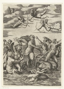 Triomf van Galatea met tritons en nereïden en putti