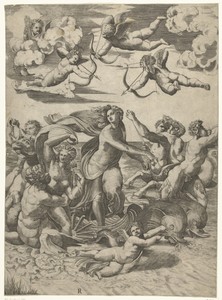 Triomf van Galatea met tritons en nereïden en putti