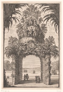 Triomfboog uit palmbladeren met Parnassus bij de Fontaine Saint-Germain te Parijs