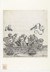 Triomfwagen met luitspelers en viola da gambaspelers