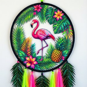 Tropical Flamingo Dream Catcher