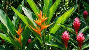 Tropical Grass and Blooms